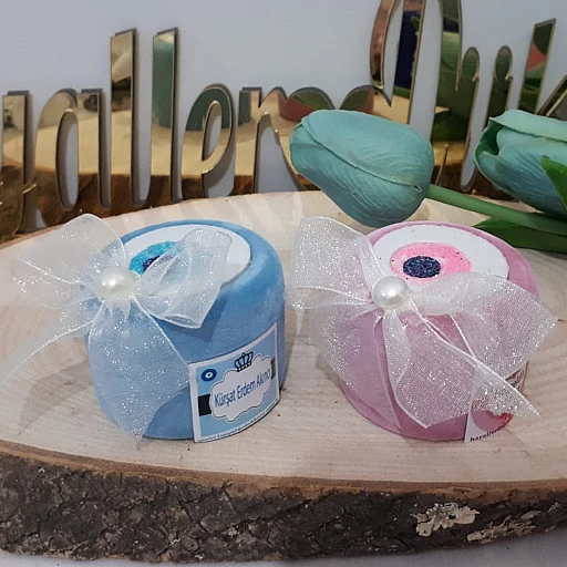 Organze Kurdelalı Nazarlık Kutular Bebek Şekeri