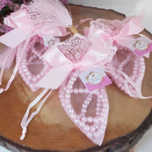 İnci Tesbihli Pembe Kese Mevlit Hatırası