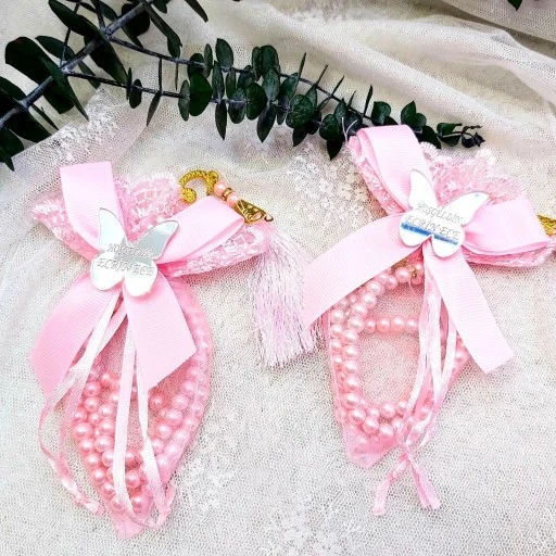 İnci Tesbihli Pembe Kese Mevlit Hatırası