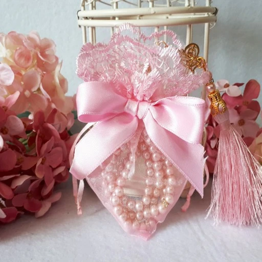 İnci Tesbihli Pembe Kese Mevlit Hatırası
