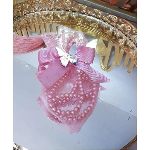 Luks Tesbihli Kese İsimlikli Bebek Şekeri