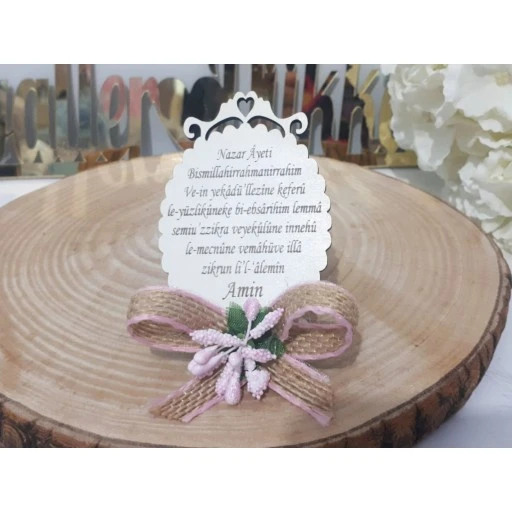 Ahşap Hasir Suslu Nazarlık Hediyelik