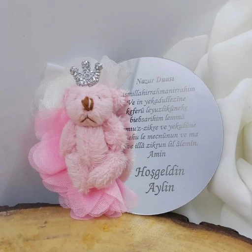 Nazar Ayetli Ayıcıklı Pleksi Lüks Bebek Şekeri