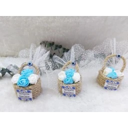 Hasır Minik Sepet Fiyonklu Bebek Hediyelik