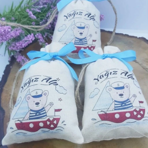 Kişiye Özel Lavanta Kesesi Bebek Hediyesi, Bebek Mevlüt Hediyesi, Bebek Şekeri
