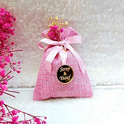 Pleksi İsimlikli Pembe Lavanta Kesesi Bebek Doğum Hediyeliği