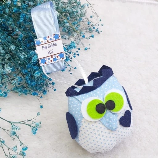 Peluş Baykuş Erkek Bebek Doğum Hediyelik