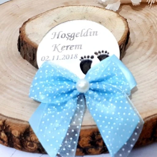 Ayaklı Daire Pleksi Magnet Bebek Şekeri