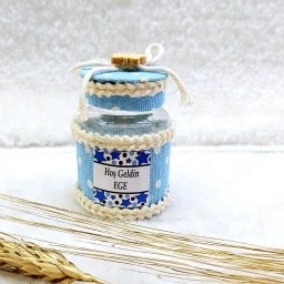Plastik Kavanoz Kumaşlı Bebek Hediyeliği