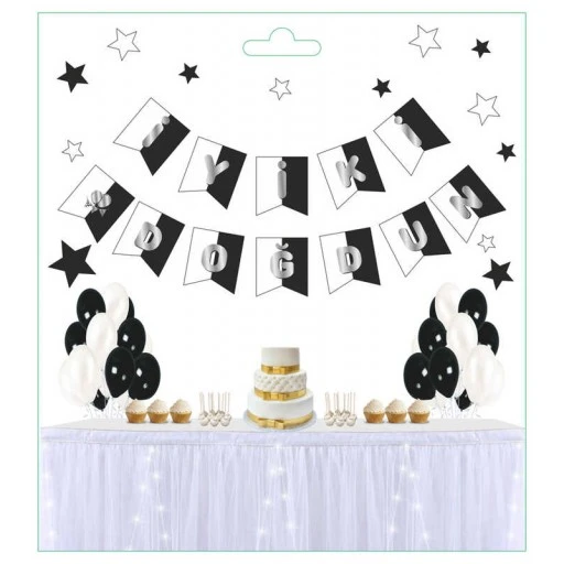 Flama İyiki Doğdun Çizgili Siyah Beyaz