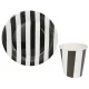 Tabak Karton Çizgili Siyah Beyaz 23 cm 8'lı