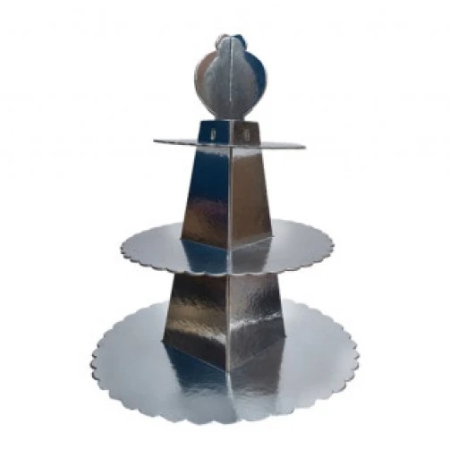 Cup Cake Standı Piramit Modeli Karton Gümüş P1