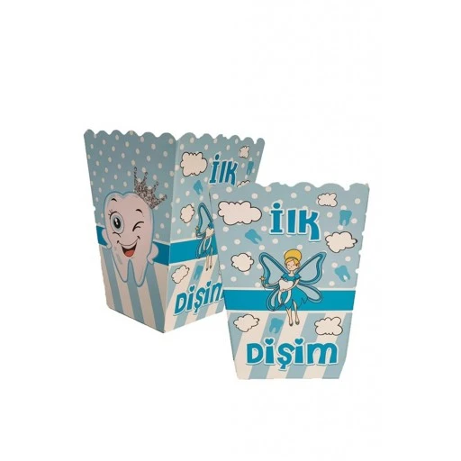 Pop Corn Mısır Kutusu İlk Dişim Mavi Erkek Temalı