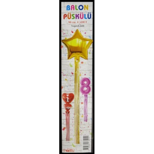 Balon Püskülü Metalize Yapışkanlı 4 Lü Set 90 cm Altın 4'lı