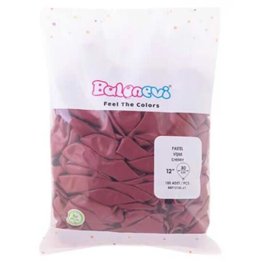 BALON DÜZ 12 İNC BORDO VİŞNE PK:100 yeni