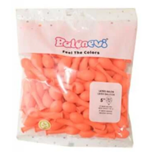 Balon Düz Neon Fosforlu 5 inç Turuncu 100'lü