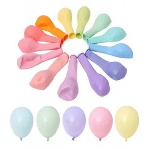 Balon Düz Pastel(makaron,pudra Balon)12 inç Karışık 100'lü
