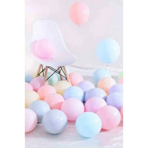 Balon Düz Pastel(makaron,pudra Balon)12 inç Karışık 100'lü