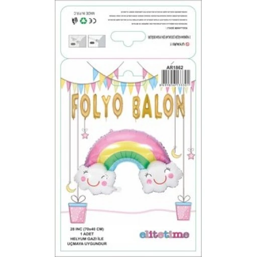 Folyo Balon Gökkuşağı Ve Bulut Modeli 28ınc
