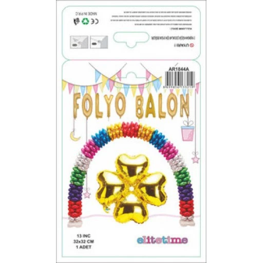 Folyo Balon Kalp Çiçek Modeli Altın 13ınc