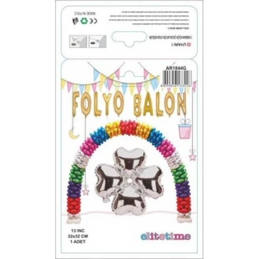 Folyo Balon Kalp Çiçek Modeli Gümüş 13ınc