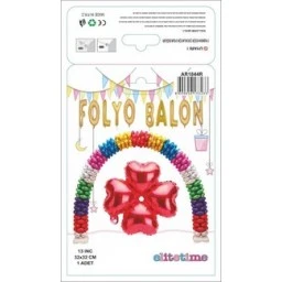 Folyo balon kalp çiçek modeli kırmızı 13 ınc pk:1