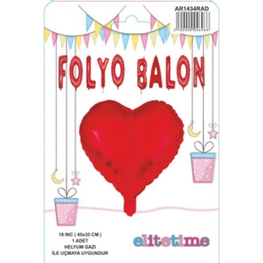 Folyo Balon Kalpli Kırmızı 18ınc
