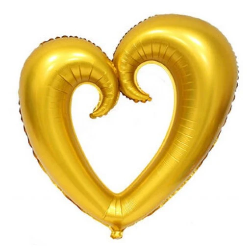 Folyo Balon Kalp Ortası Boş Altın 96x109cm P1