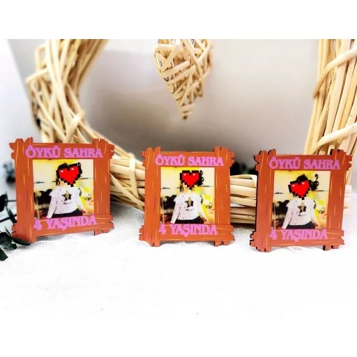 Çerçeve Ahşap Magnet Resimli Kız Doğum Günü Hediyelik