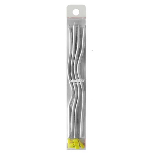 Mum Metalik Burgulu 20 cm Gümüş 4'lı