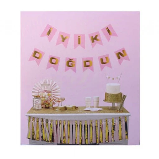 Flama Bayrak İyiki Doğdun Set Küçük Pembe P1