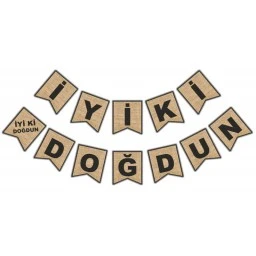 Flama İyiki Doğdun Çuval Görünümlü Naturel P1