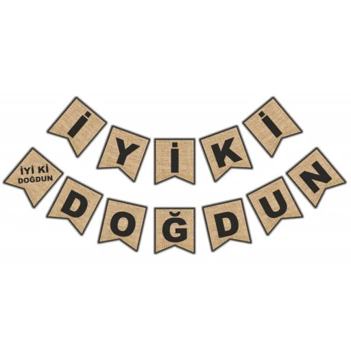 Flama İyiki Doğdun Çuval Görünümlü Naturel P1