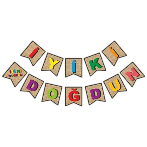 Flama İyiki Doğdun Çuval Görünümlü Rengarenk