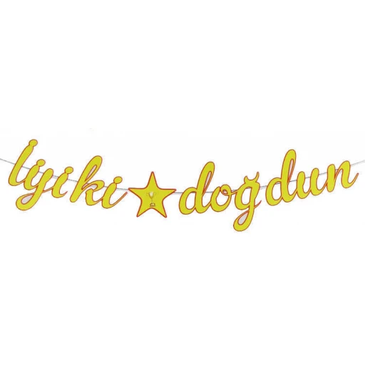 Flama Kaligrafi Yazı İyiki Doğdun Futbol Sarı Kırmızı