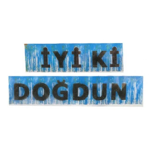 İyiki Doğdun Banner Püsküllü Metalize Mavi P1