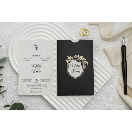 Lüks Nikah Davetiyesi Erdem Ekonom Davetiye 9295