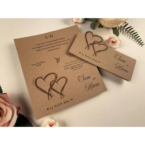 Ekonomik Nikah Davetiyesi Ela Elit 74772 Kraft Davetiye