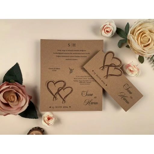 Ekonomik Nikah Davetiyesi Ela Elit 74772 Kraft Davetiye