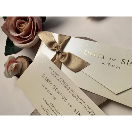 Elite Fiyonklı Zarflı Lüks Davetiye 85844