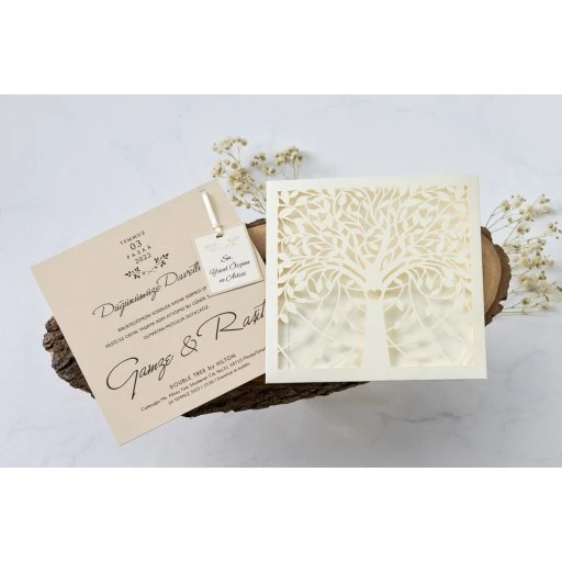 Ağaç Tasarımlı Lülks Davtetiye Erdem Butiqline Davetiye 1167