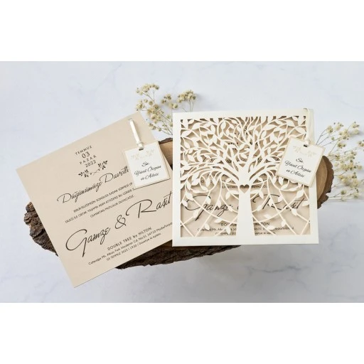 Ağaç Tasarımlı Lülks Davtetiye Erdem Butiqline Davetiye 1167