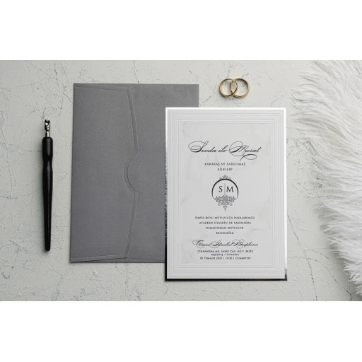 Düğün Nişan Nikah Klasik Zarfklı Davetiye Erdem Ekonom Davetiye 9144