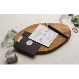 Siyah Zarflı Nişan Düğün Nikah Davetiyesi Erdem Ekonom Davetiye 9156