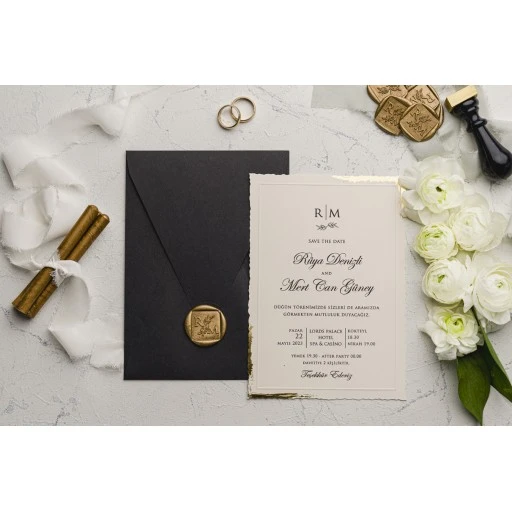Mühürlü Düğün Davetiyesi Erdem Ekonom Davetiye 9192