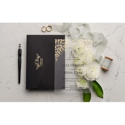 Şeffaf Düğün Davetiyesi Erdem Ekonom Davetiye 9214
