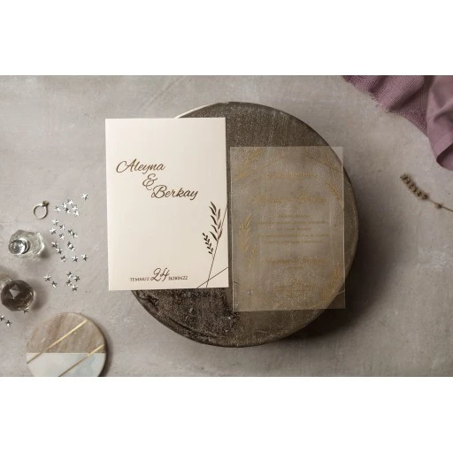 Lüks Modern Davetiye Modeli İklim Wedding Davetiye 8401