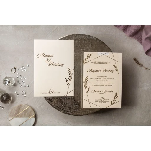 Lüks Modern Davetiye Modeli İklim Wedding Davetiye 8401