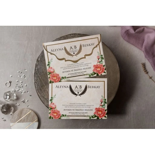 Lüks Nikah Davetiyesi Modeli İklim Wedding Davetiye 8431