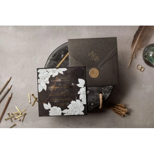 Şeffaf Lüks Nikah Davetiyesi İklim Wedding Davetiye 8379